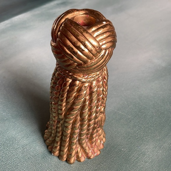 2 Taper Candle Holders Gold Rope and Tassel 8” - Picture 10 of 12